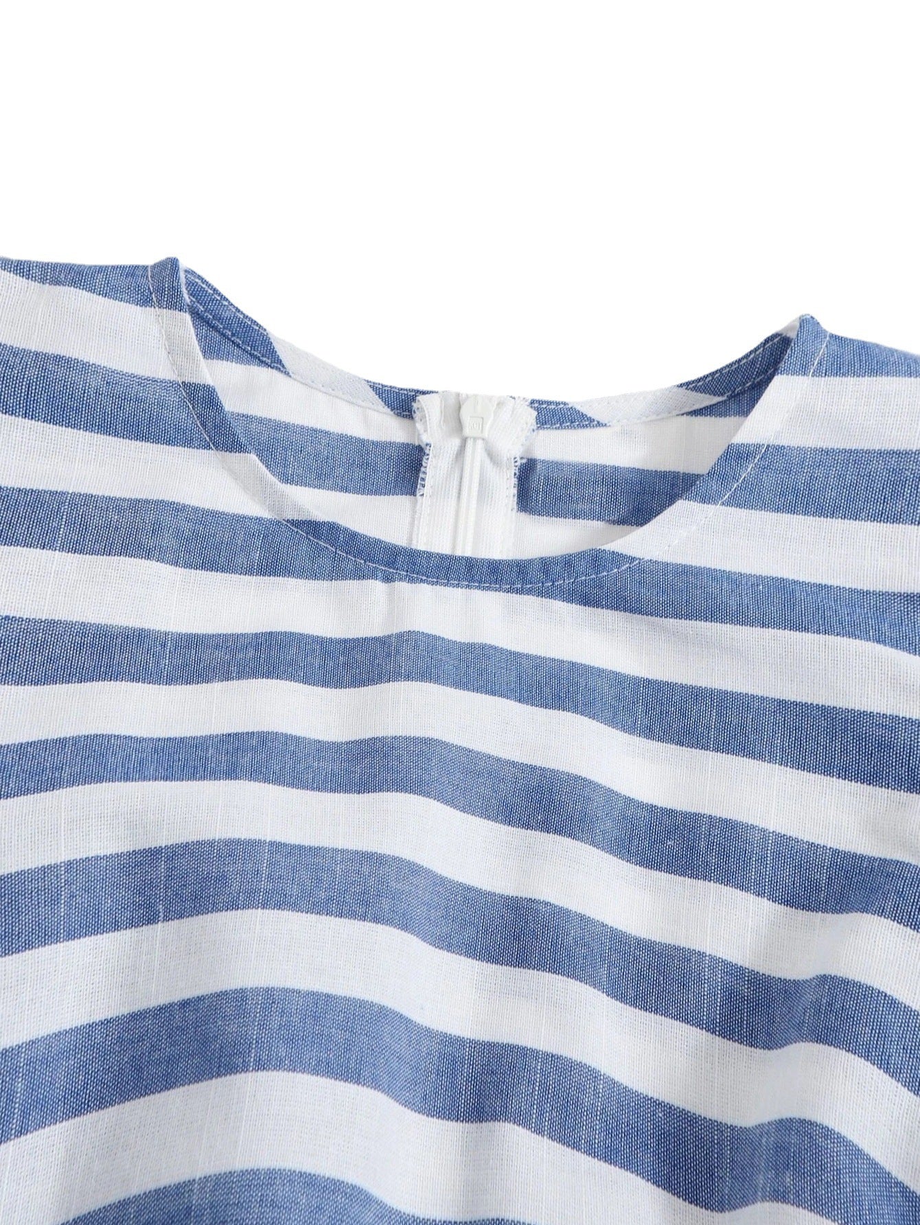Combishort rayé en coton et lin, manches papillon, ceinture – Style Estival Chic