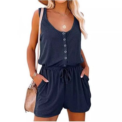 Combishort sans manches à lacets cintrant la taille